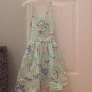 Teal bird spring dress